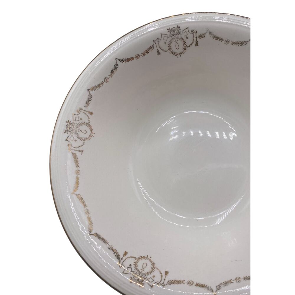 Edwin M Knowles Adams serving bowl Beige Gold Trim Semi Vitreous serving dish - Picture 2 of 5